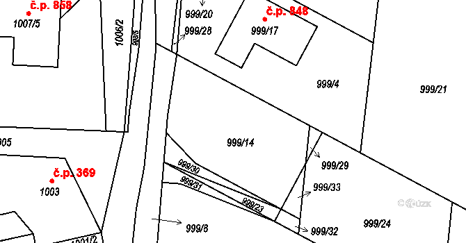 Suchdol nad Lužnicí 866 na parcele st. 999/25 v KÚ Suchdol nad Lužnicí, Katastrální mapa