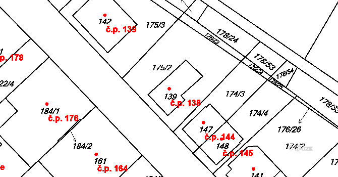 Kravsko 138 na parcele st. 139 v KÚ Kravsko, Katastrální mapa