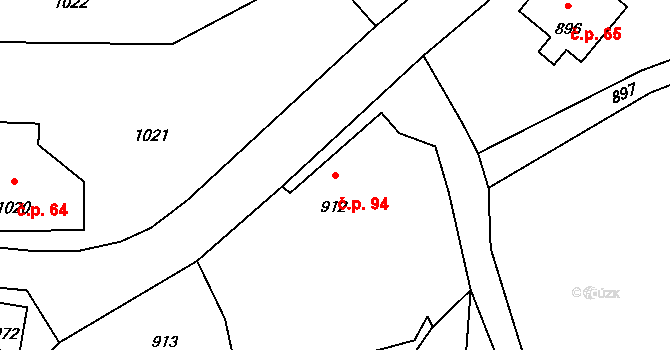 Proseč nad Nisou 94, Jablonec nad Nisou na parcele st. 912/1 v KÚ Proseč nad Nisou, Katastrální mapa