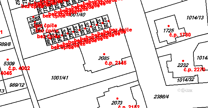 Jablonec nad Nisou 2145 na parcele st. 2085 v KÚ Jablonec nad Nisou, Katastrální mapa