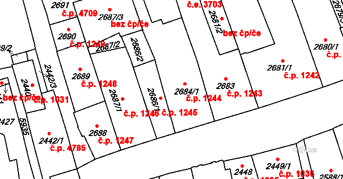 Jihlava 1244 na parcele st. 2684/1 v KÚ Jihlava, Katastrální mapa