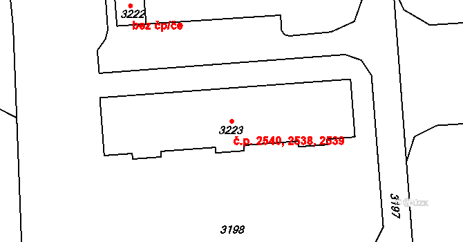 Kročehlavy 2538,2539,2540, Kladno na parcele st. 3223 v KÚ Kročehlavy, Katastrální mapa