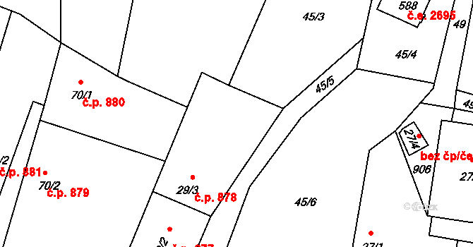Těptín 878, Kamenice na parcele st. 29/3 v KÚ Těptín, Katastrální mapa
