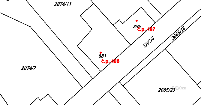 Cvikov II 486, Cvikov na parcele st. 881 v KÚ Cvikov, Katastrální mapa