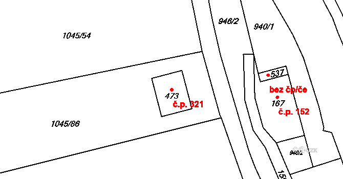 Dlouhá Třebová 321 na parcele st. 473 v KÚ Dlouhá Třebová, Katastrální mapa