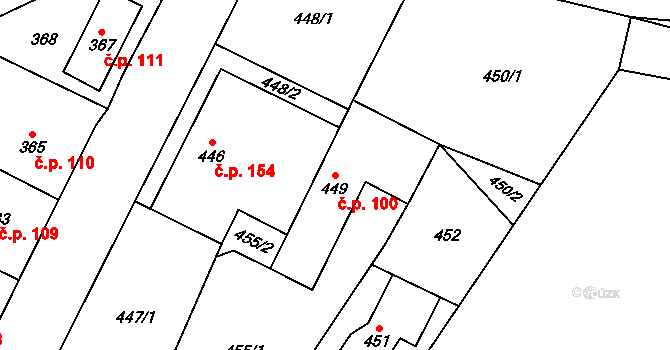 Klikov 100, Suchdol nad Lužnicí na parcele st. 449 v KÚ Klikov, Katastrální mapa