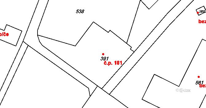 Rumburk 3-Dolní Křečany 181, Rumburk na parcele st. 391 v KÚ Dolní Křečany, Katastrální mapa
