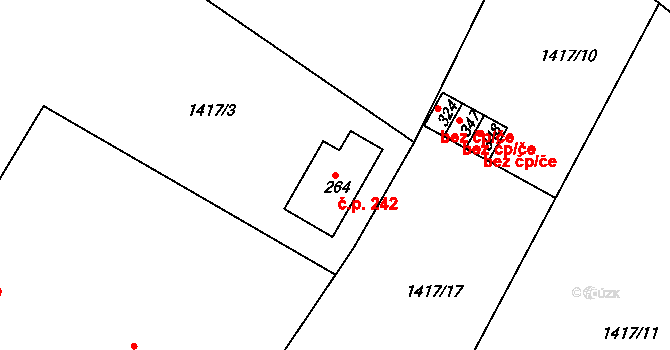 Dolní Branná 242 na parcele st. 264 v KÚ Dolní Branná, Katastrální mapa