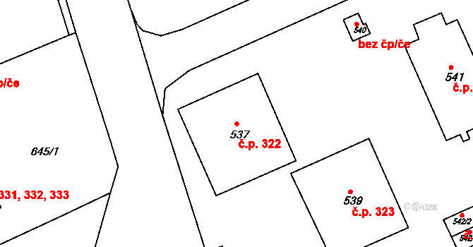 Mokrá 322, Mokrá-Horákov na parcele st. 537 v KÚ Mokrá u Brna, Katastrální mapa
