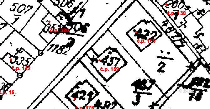 Žiželice 159 na parcele st. 437 v KÚ Žiželice nad Cidlinou, Katastrální mapa