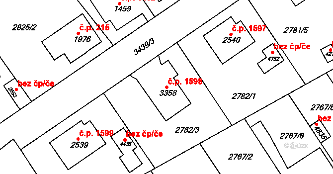 Česká Třebová 1598 na parcele st. 3358 v KÚ Česká Třebová, Katastrální mapa