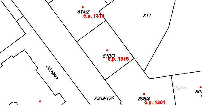 Kunratice 1315, Praha na parcele st. 810/3 v KÚ Kunratice, Katastrální mapa