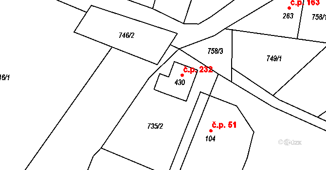 Supíkovice 232 na parcele st. 430 v KÚ Supíkovice, Katastrální mapa