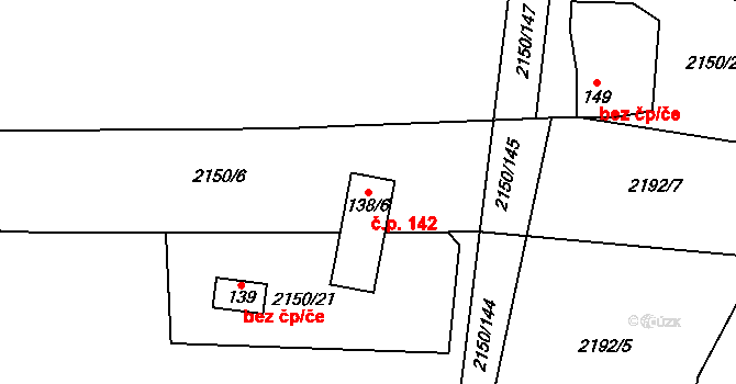 Krhov 142, Bojkovice na parcele st. 138/6 v KÚ Krhov u Bojkovic, Katastrální mapa