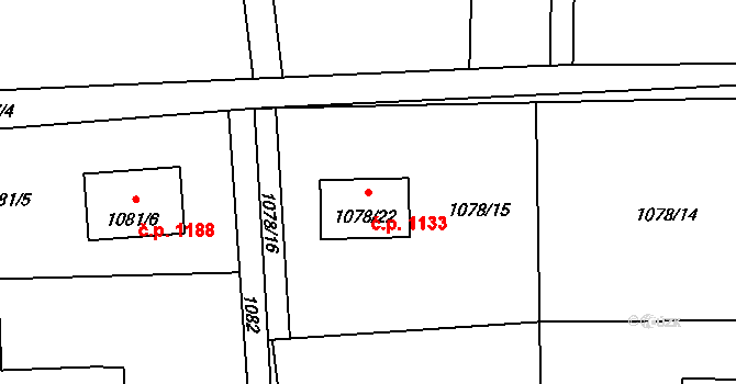 Bludovice 1133, Havířov na parcele st. 1078/22 v KÚ Bludovice, Katastrální mapa