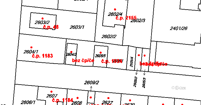 České Budějovice 7 1934, České Budějovice na parcele st. 2605/5 v KÚ České Budějovice 7, Katastrální mapa