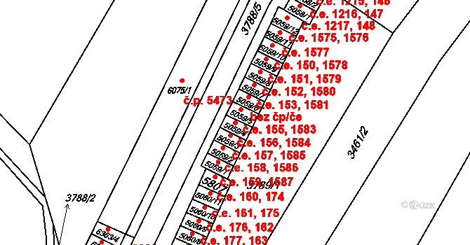 Zlín 156,1584 na parcele st. 5059/4 v KÚ Zlín, Katastrální mapa