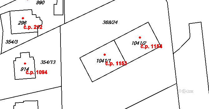 Hrabůvka 1153, Ostrava na parcele st. 1041/1 v KÚ Hrabůvka, Katastrální mapa