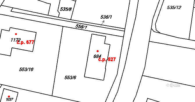 Michálkovice 527, Ostrava na parcele st. 684 v KÚ Michálkovice, Katastrální mapa