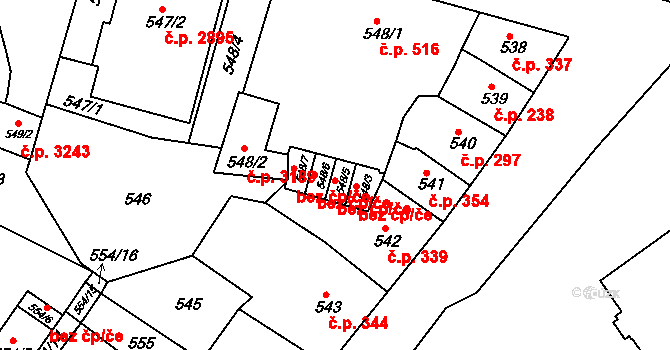 Teplice 41665805 na parcele st. 548/5 v KÚ Teplice, Katastrální mapa