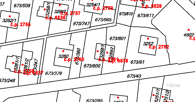 Zlín 2761 na parcele st. 3259/1 v KÚ Zlín, Katastrální mapa