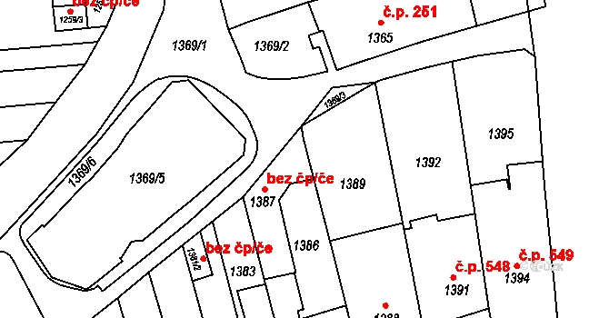 Brno 42805805 na parcele st. 1387 v KÚ Chrlice, Katastrální mapa