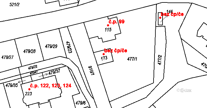 Sobkovice 43609805 na parcele st. 173 v KÚ Sobkovice, Katastrální mapa