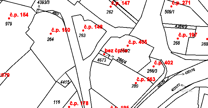 Valašské Klobouky 44784805 na parcele st. 266/4 v KÚ Valašské Klobouky, Katastrální mapa