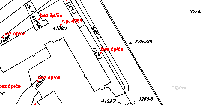Chomutov 45044805 na parcele st. 4168/7 v KÚ Chomutov I, Katastrální mapa