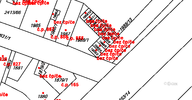 Plzeň 46520805 na parcele st. 1988/3 v KÚ Doubravka, Katastrální mapa
