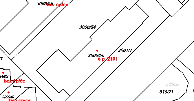 Český Těšín 2101 na parcele st. 3066/55 v KÚ Český Těšín, Katastrální mapa