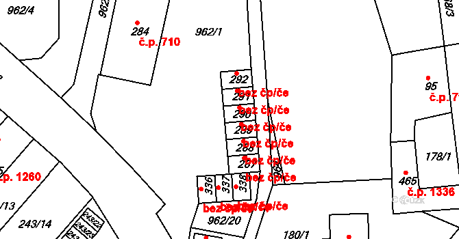 Jilemnice 50158805 na parcele st. 288 v KÚ Hrabačov, Katastrální mapa