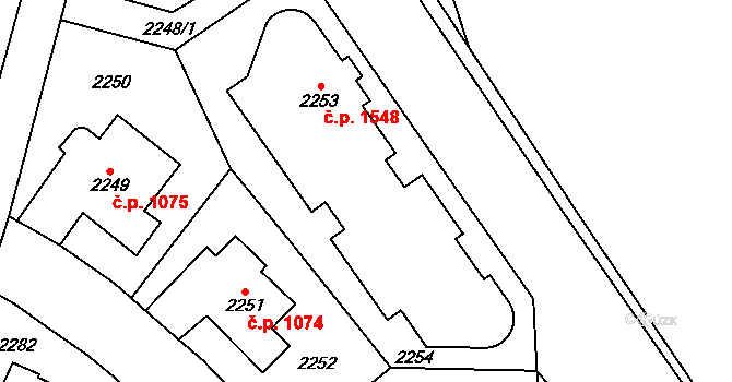 Vršovice 1548, Praha na parcele st. 2253 v KÚ Vršovice, Katastrální mapa