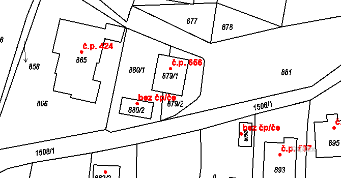 Jablůnka 656 na parcele st. 879/1 v KÚ Jablůnka, Katastrální mapa