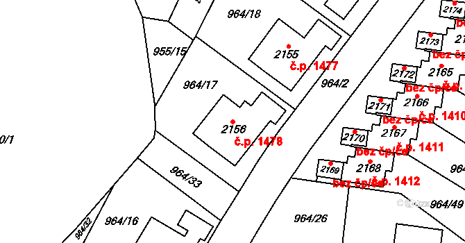 Choceň 1478 na parcele st. 2156 v KÚ Choceň, Katastrální mapa