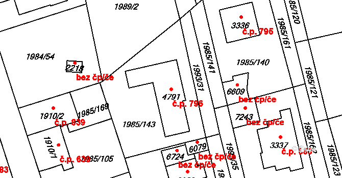 Beroun-Závodí 796, Beroun na parcele st. 4791 v KÚ Beroun, Katastrální mapa