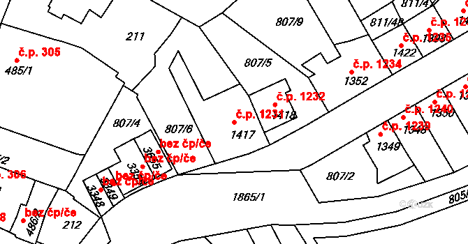 Slaný 1231 na parcele st. 1417 v KÚ Slaný, Katastrální mapa