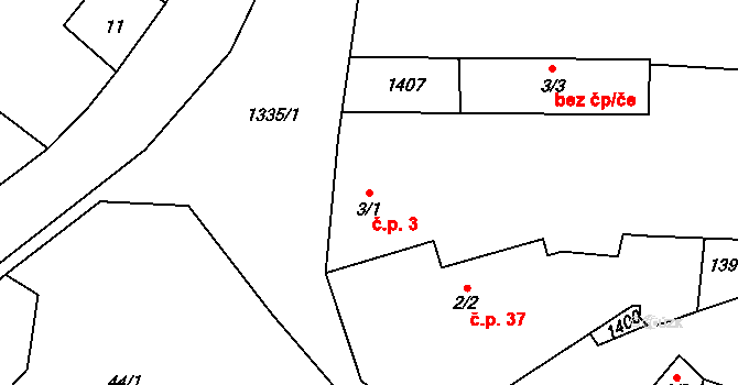 Bukovec 3 na parcele st. 3/1 v KÚ Bukovec u Horšovského Týna, Katastrální mapa