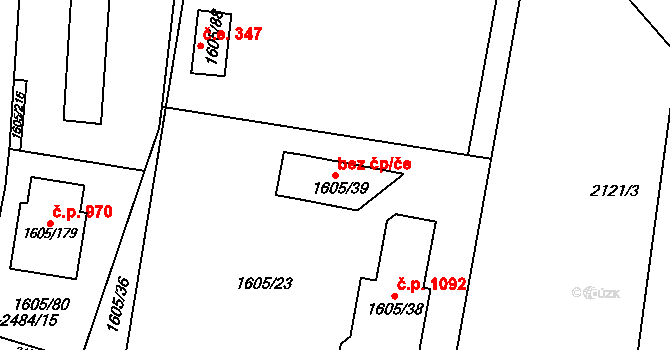 Modřice 77937805 na parcele st. 1605/39 v KÚ Modřice, Katastrální mapa