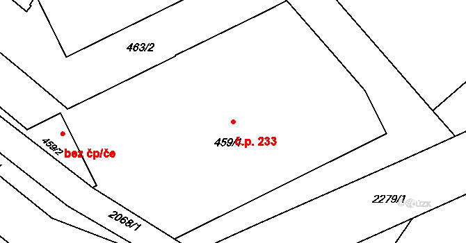 Suchdol nad Odrou 233 na parcele st. 459/1 v KÚ Suchdol nad Odrou, Katastrální mapa