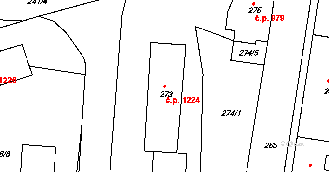 Vejprty 1224 na parcele st. 273 v KÚ Vejprty, Katastrální mapa