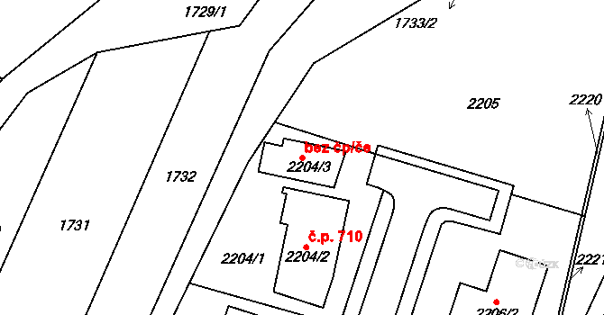 Rájec-Jestřebí 93089805 na parcele st. 2204/3 v KÚ Rájec nad Svitavou, Katastrální mapa