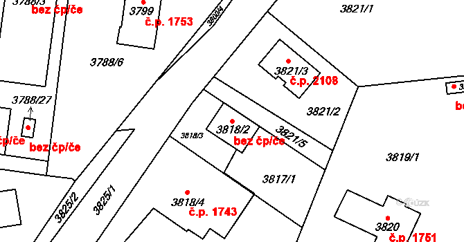 Plzeň 94791805 na parcele st. 3818/2 v KÚ Bolevec, Katastrální mapa