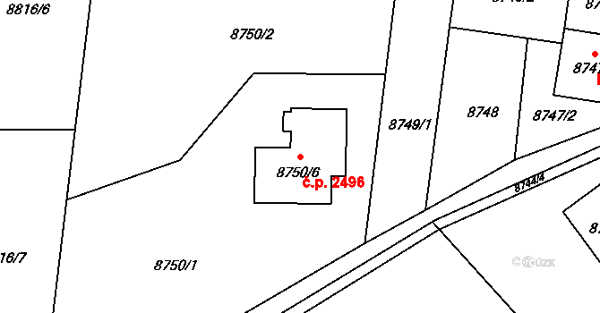 Mělkovice 2496, Žďár nad Sázavou na parcele st. 8750/6 v KÚ Město Žďár, Katastrální mapa
