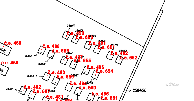 Jedovnice 651 na parcele st. 2641/2 v KÚ Jedovnice, Katastrální mapa