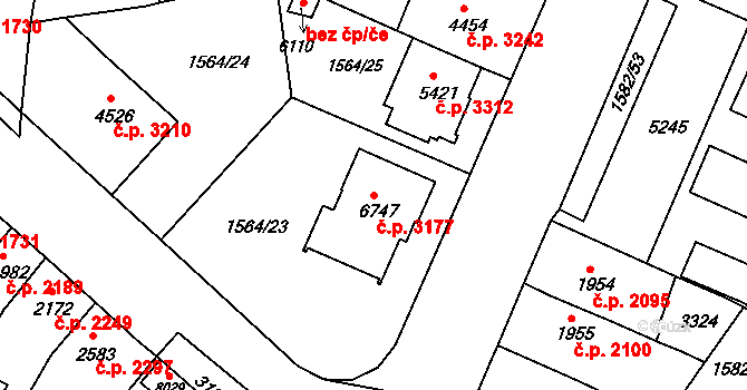 Kroměříž 3177 na parcele st. 6747 v KÚ Kroměříž, Katastrální mapa