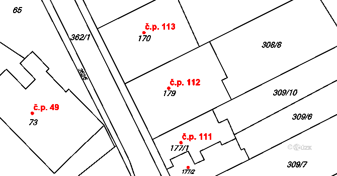 Mramotice 112, Znojmo na parcele st. 179 v KÚ Mramotice, Katastrální mapa