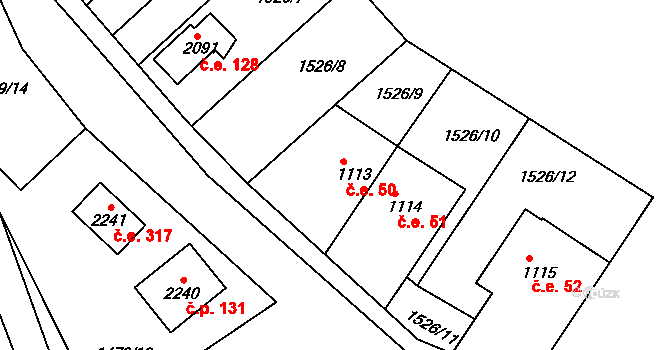 Suchá 50, Jáchymov na parcele st. 1113 v KÚ Jáchymov, Katastrální mapa