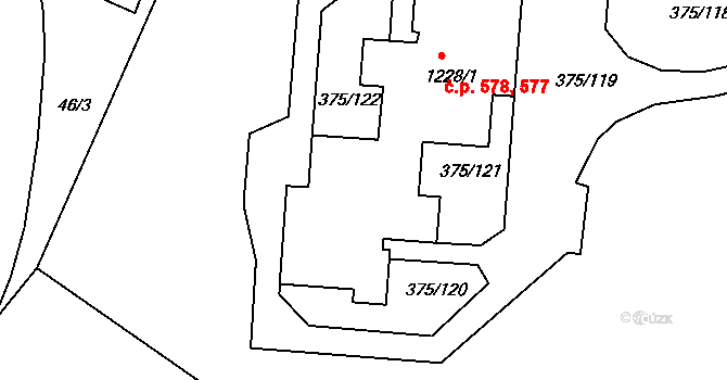 Tanvald 577,578 na parcele st. 1228/1 v KÚ Tanvald, Katastrální mapa