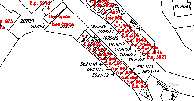 Jihlava 955 na parcele st. 5621/8 v KÚ Jihlava, Katastrální mapa